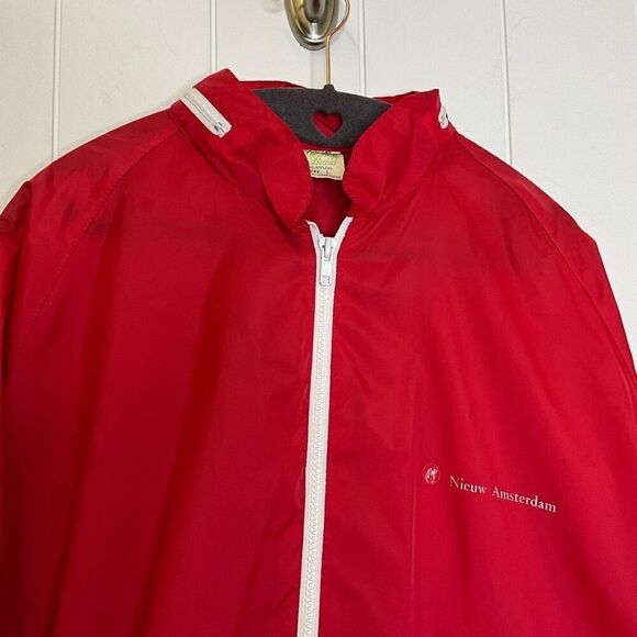 VTG 80s the Shop on Board Men’s Large Amsterdam Red Full Zip Jacket Windbreaker - Picture 3 of 11
